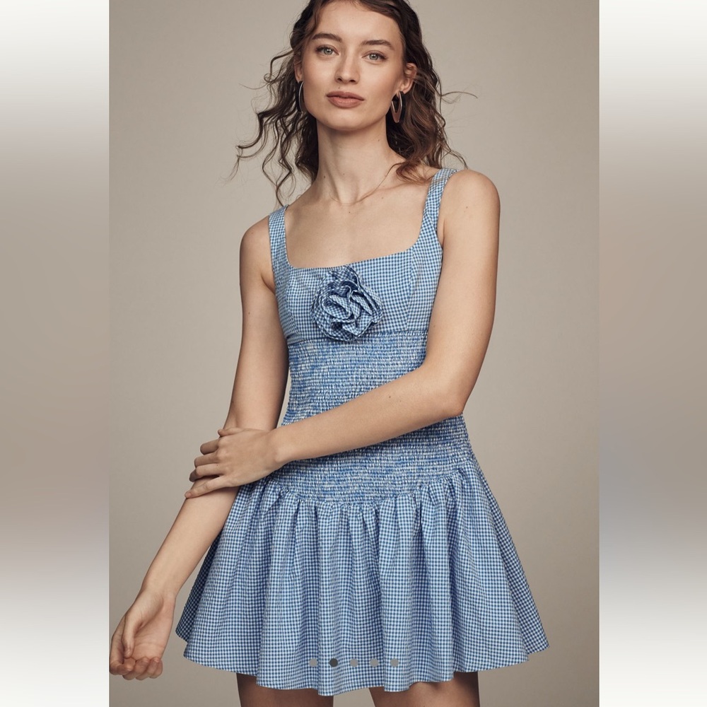 Maeve Blue Checkered Mini Dress